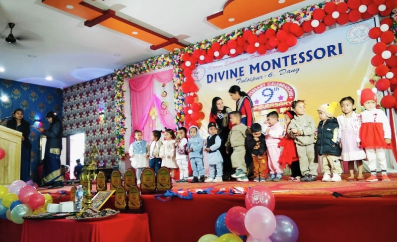 डिभाइन मन्टेश्वरीको ९ औँ वार्षिकोत्सव सम्पन्न, बालबालिकाले देखाए विविध प्रतिभा